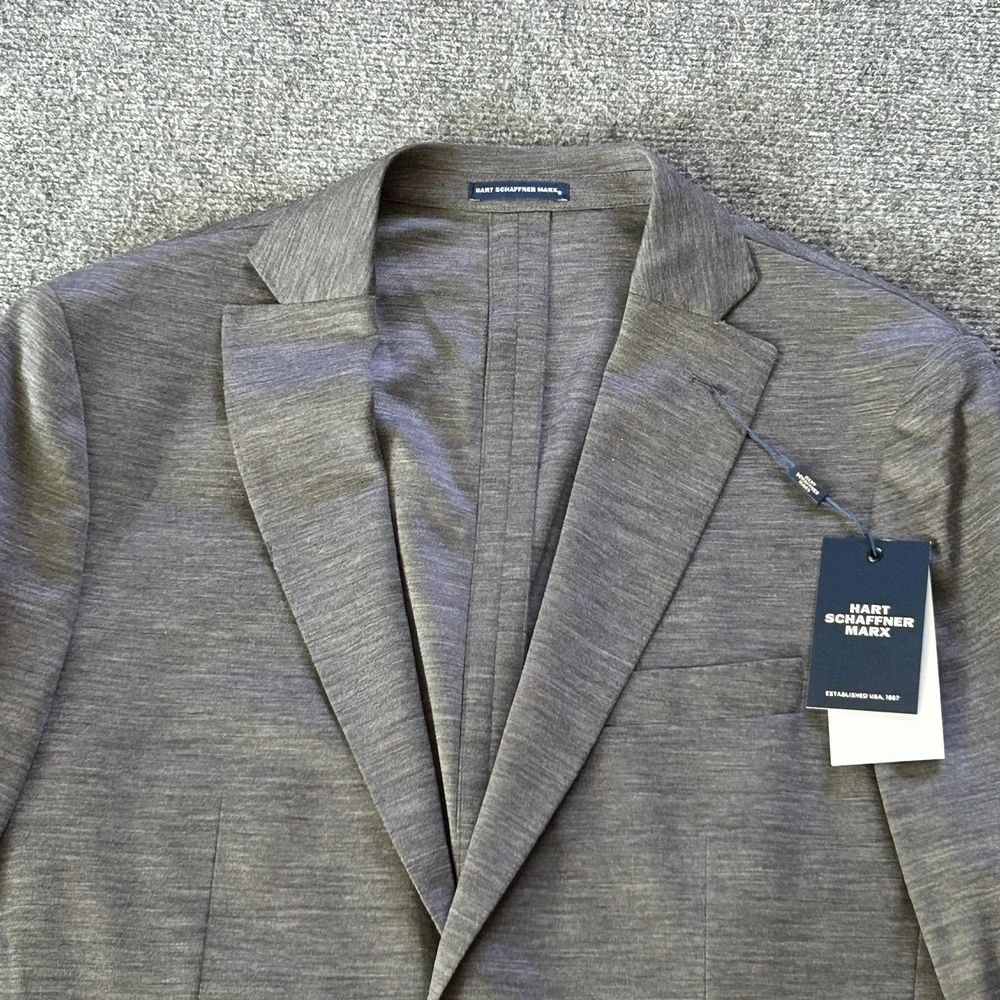 Hart Schaffner Marx‎ Sport Coat Mens 44 Long Gray Wool Jersey Knit New York Fit